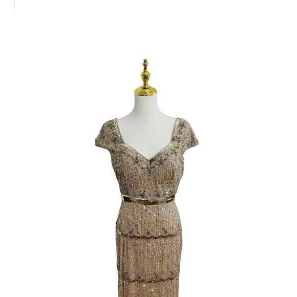 MAC DUGGAL 9089 Sequin Cap Sleeve Sweetheart Column Gown Size 4 $598 - Picture 2 of 9